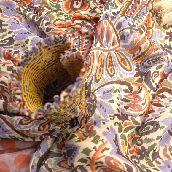 Fate Sheer Lined Women's Multicolor Paisley Button Down Top Sz L - Picture 11 of 13